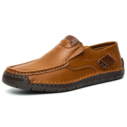 Håndlavede lædermænd sko afslappet komfortable mænd loafers glider på lædersko mænd flads varmt salg Moccasins Walking Shoes Man