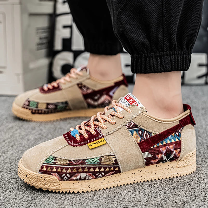 Þróa nýja menn þjóðernisstíl flata skó fatahönnuð prentari sneaker karlar frjálslegur skór andar lágu strigaskór maður zapatos hombre