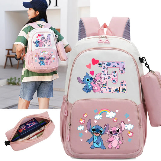 Lilo & Stitch Anime Backpack Pencil Case 2pcs Girl Student Teenager Book Bags Men Rucksack Travel Backpack Mochila Escolar Gift
