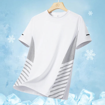 Running T-Shirt Männer Sommereis Seide dünne Top reflektierender Druck schnell trockener kurzarm atmungsaktueller Fitness Sport T-Shirt 5xl