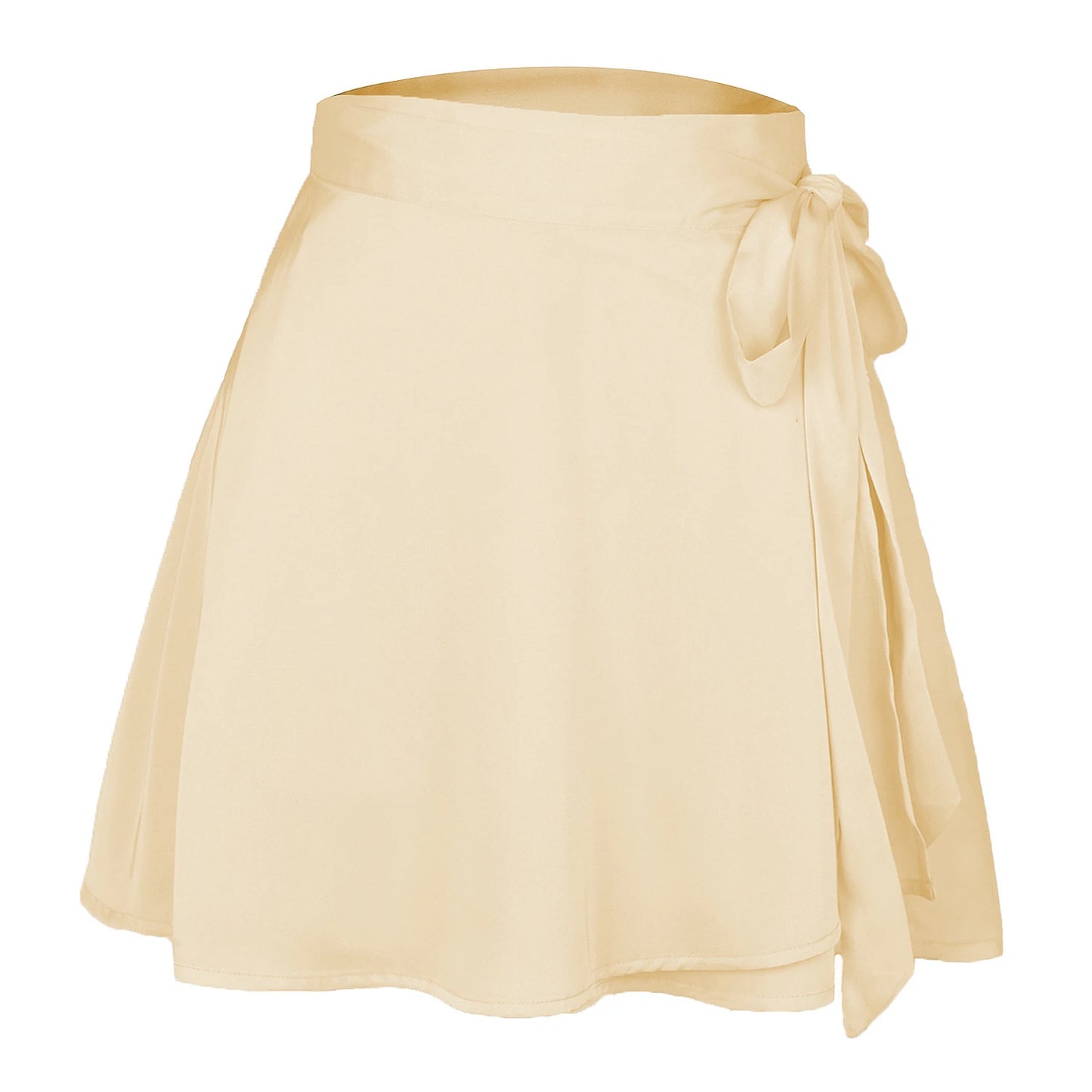 Wrap Green Satin Mini Skirt WomenRuffle Black Vintage Style Korean SilkPink Skirts Short Kawaii Lolita ClothingSummer Beach