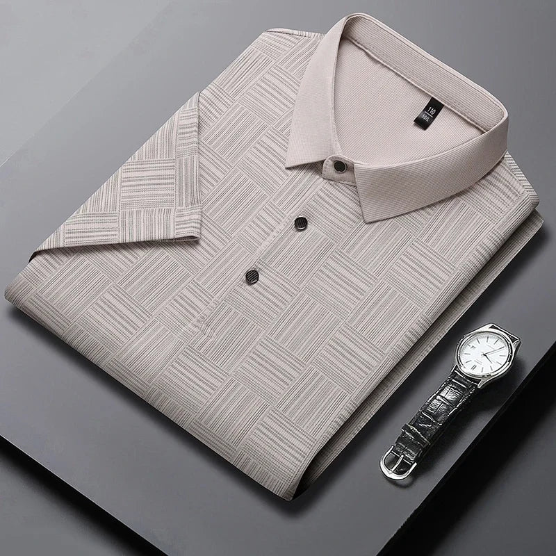 2024 Camiseta de manga corta de manga corta de manga corta de nuevo negocio impreso para hombres Moda de manga corta cómoda y transpirable Top
