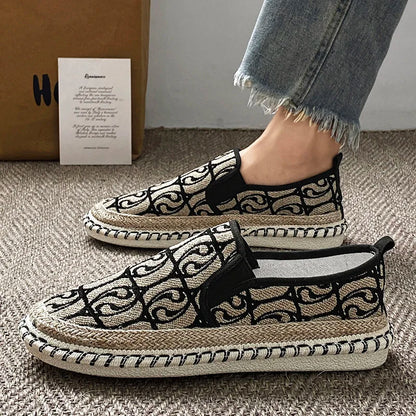 2024 Sommermænd lærred sko Espadrilles åndbare afslappede sko mænd loafers komfortable ultralette dovne bådsko store størrelse 44