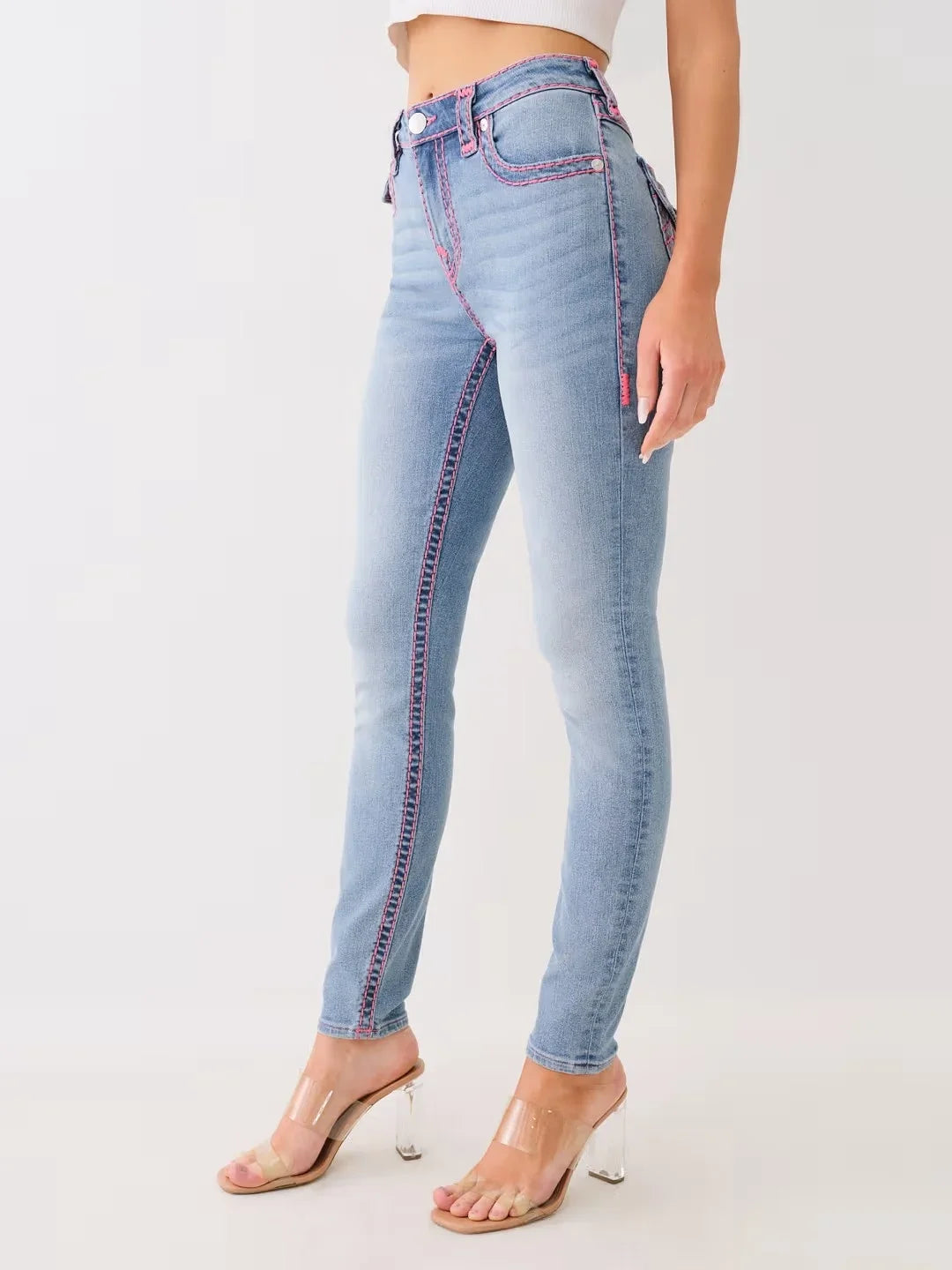 Sexig retro Buddha broderad låg stigning jeans kvinnor skinny jeans fashionabla flare jean casual tvättade byxor svettkläder denim byxa