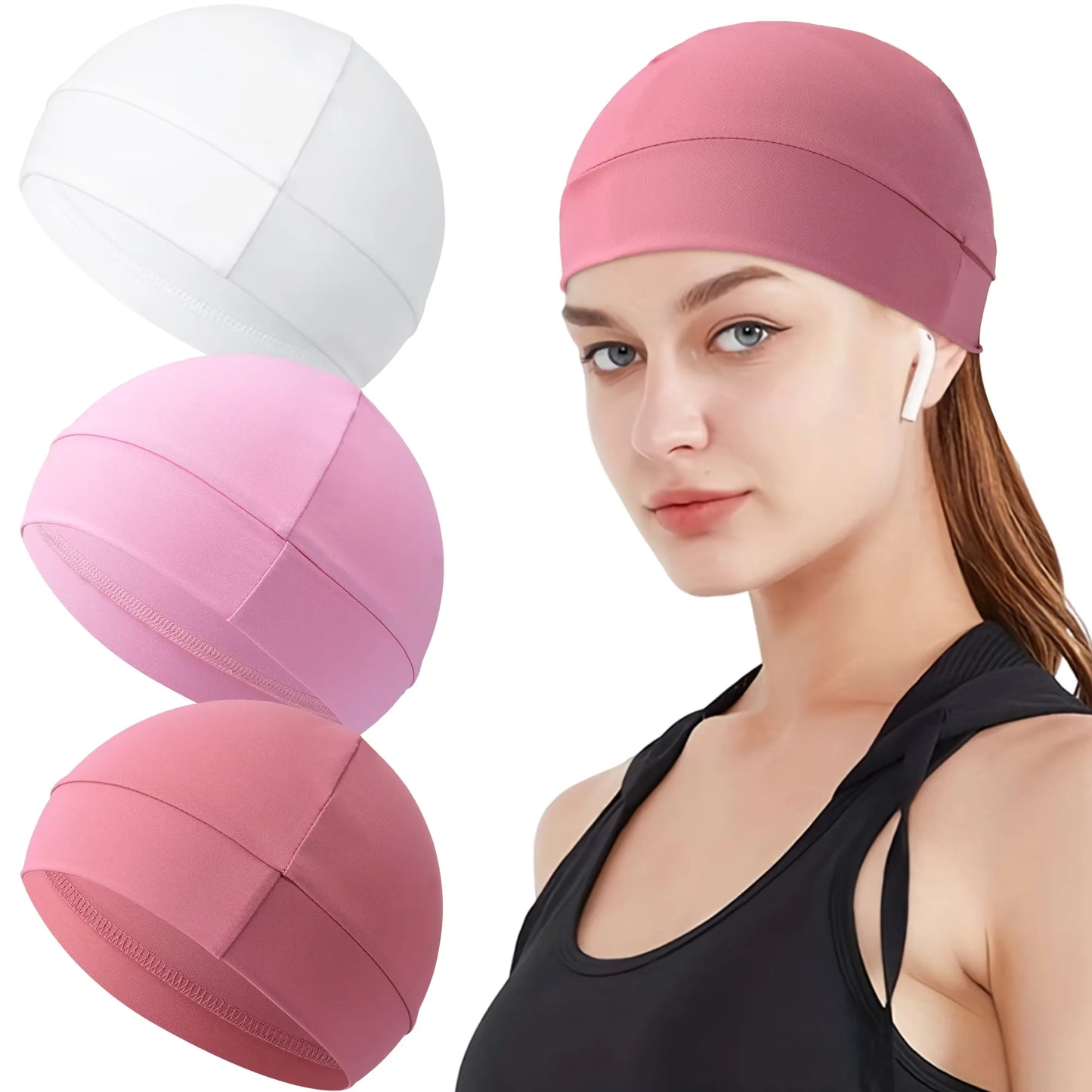 3-Pack Unisex-Schädelkappen: Baumwolle oder 75% Nylon/25% Spandex Mützen | Sweat-Tailing Leichtes Gewicht zum Laufen, Radfahren, Schlaf | Mult