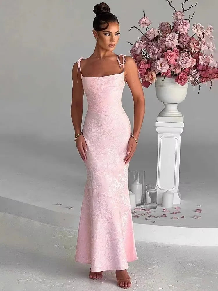 Townlike Jacquard Waist Wrap A-line Dress Women Mini 2024 Spring Summer Dress Elegant Bow Backless Sexy Party Dresses