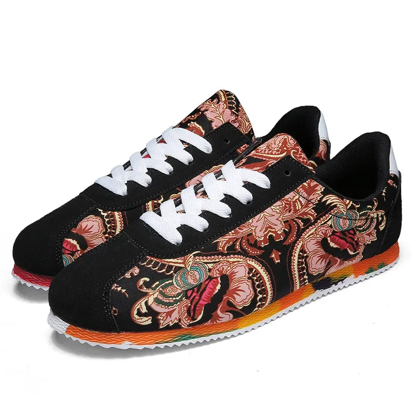 Designer mænds afslappede sko graffiti trykte lærred sko til mænd høj kvalitet åndbare løbesko lette mænd sneakers