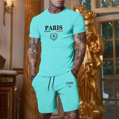 2025. Novi ljetni modni set modne odjeće-majica s kratkim rukavima i podijeljene kratke hlače s 2 komada, stilski jogging casual odjeća