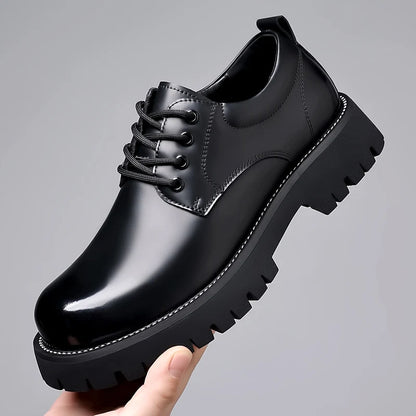 High-quality Thick Bottom Mens Lace Up Round Toe Brown Business Shoes Luxury Brand Oxford Shoes Classic Men Shoes for Wedding