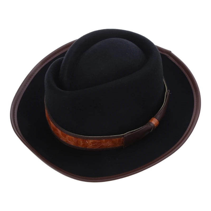 Wool Fedora Boater Hat with Bow Short Brim Hat for Women Photo Props Western Fedora for Women Unisex Wear
