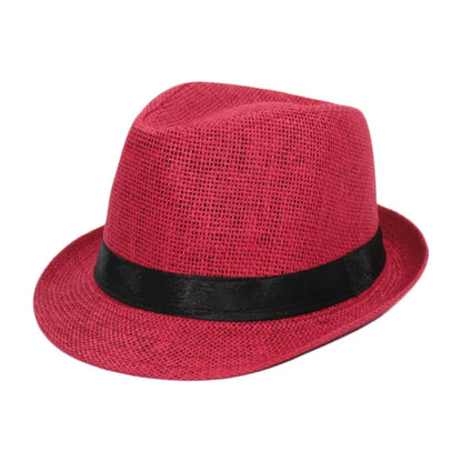Primăvara Părinte Părinte Copil Straw Straw Cap Respirabil pentru bărbați pentru bărbați pentru bărbați Proteză Solut Panglică Decorare Sunshade Jazz Top Sun Hat F58