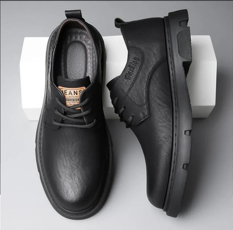 Sapatos de plataforma de outono de couro de vaca para homens moda casual novo designer derby sapatos masculino de baixo trabalho de trabalho no tornozelo