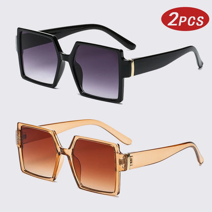 1/2pcs Vintage Large Frame Square Sunglasses Women Retro Brand Big Frame Female Sun Glasses Black Fashion Gradient Eyeglasses
