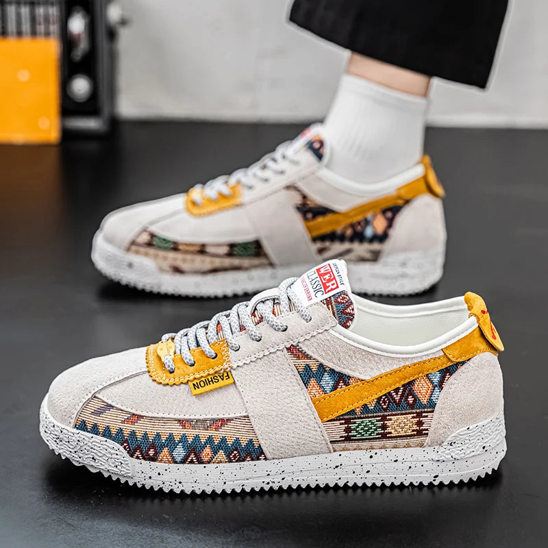 Þróa nýja menn þjóðernisstíl flata skó fatahönnuð prentari sneaker karlar frjálslegur skór andar lágu strigaskór maður zapatos hombre