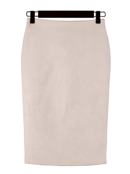 Sexy Multi Color Suede Midi Pencil Skirt Women 2024 Fashion Elastic High Waist Office Lady Bodycon Skirts Saias