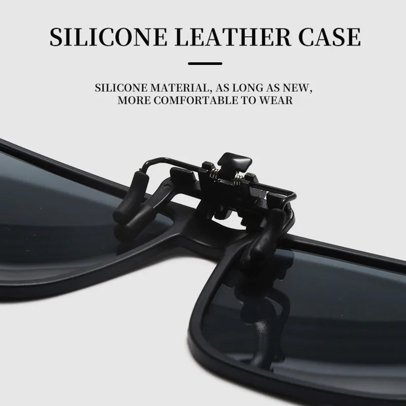 Polarized Flip Up Clip On Sunglasses Men Car Driver Photochromic Goggles Night Vision Glasses Anti Glare Vintage Square Glasses