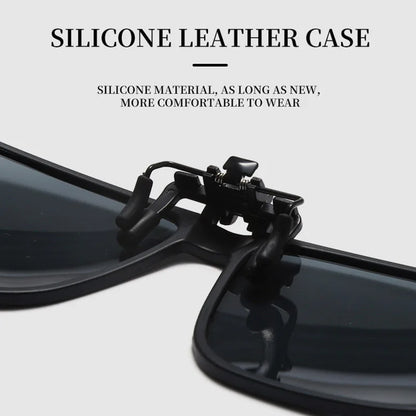 Polarized Flip Up Clip On Sunglasses Men Car Driver Photochromic Goggles Night Vision Glasses Anti Glare Vintage Square Glasses