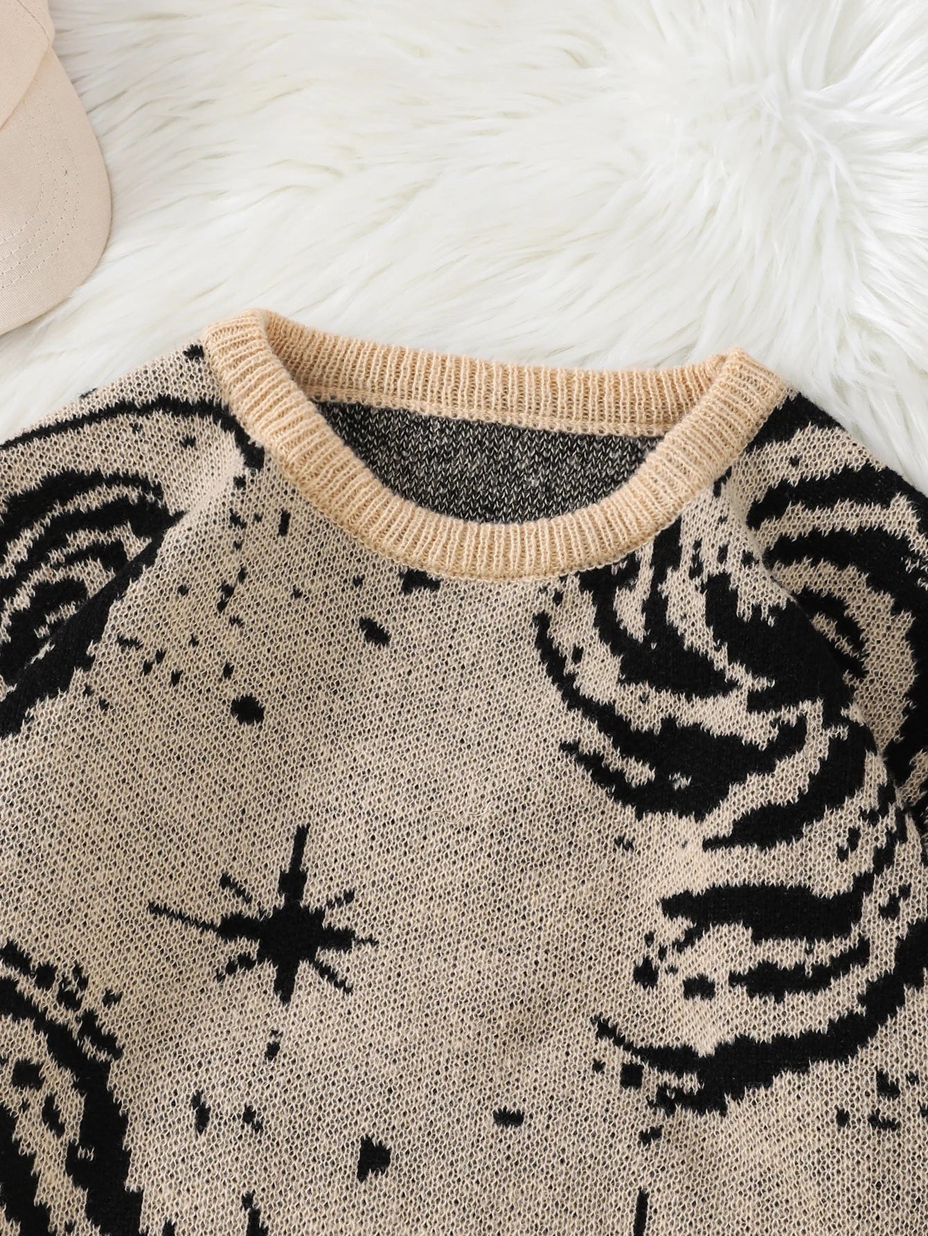 Novo Popular Street Ripped Ripped Starry Sky Padrão Pullover rasgado suéter casual Round Neck Knit