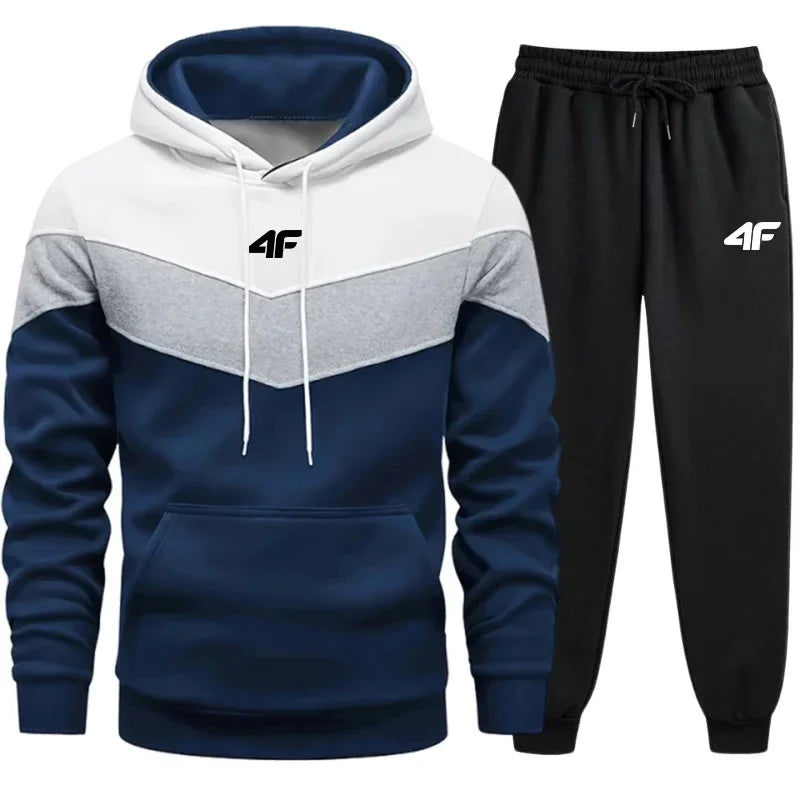 Hot Sales Mens Tracksuit Print Sports Suit Sports Hoodie+Pants 2 Pcs Suit Casual Sweatshirt Suit Jogging Men's Splicing Clothing