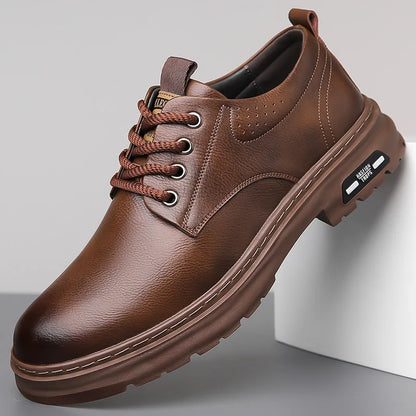 Business Casual Casual Sapatos de couro genuíno masculino Autumn Autumn Novo designer British Style Retro Platform Shoes Men