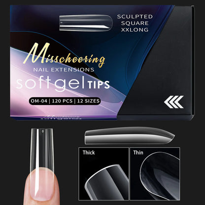 120/140pcs Almond Stiletto False Nail Tips Clear Soft Fake Nails Extension For Home DIY Nail Salon Manicure Press On Nails
