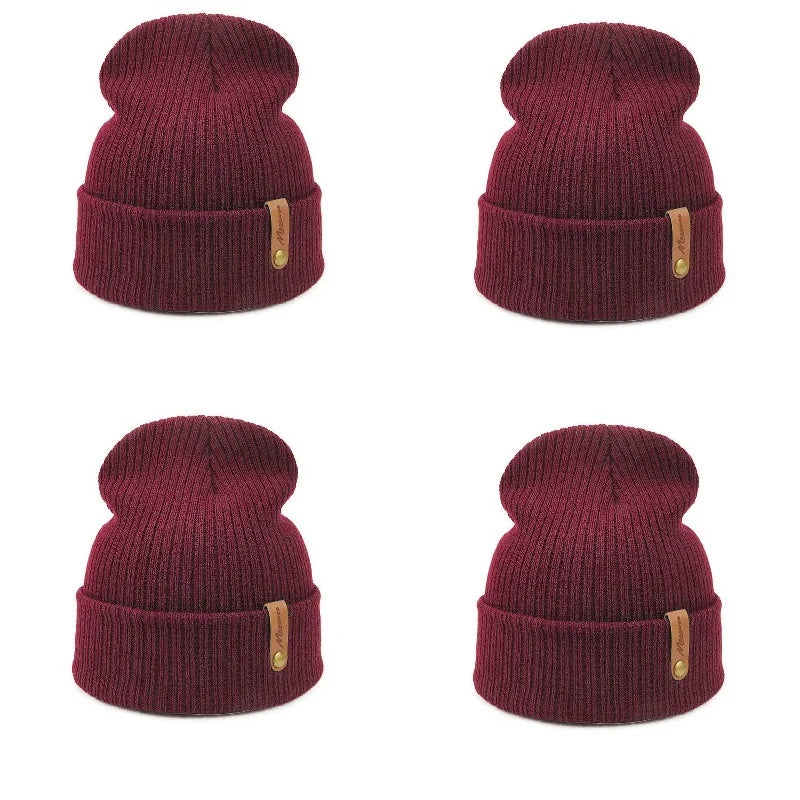 Brand Oohmy Knitted Hats for Men Women, Skullies Caps, Warmer Bonnet, Casual Cap, Monochromatic, Male and Female, Winter, 2024
