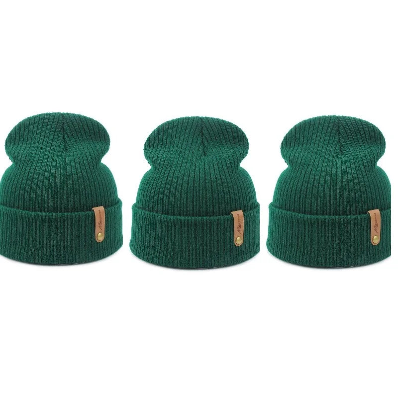 Brand Oohmy Knitted Hats for Men Women, Skullies Caps, Warmer Bonnet, Casual Cap, Monochromatic, Male and Female, Winter, 2024