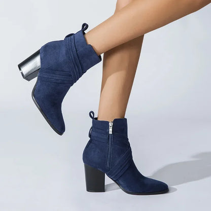 Ankle Boots for Women New Fashion Woman Autumn Pointed Toe High Heels Zipper Pumps Female Short Booties Zapatos De Mujer 2024