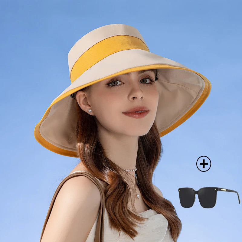 Panama Women's Fisherman Sun Pot Hat Sunscreen Beach Summer Hat Big Brim Fashion Bow Outdoor Cap H41