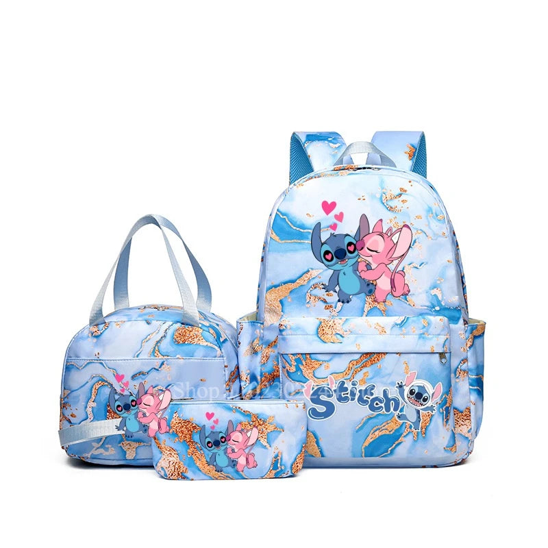3Pcs Disney Lilo & Stitch Backpack for Girl Student Teenager Anime Print Children Rucksack Birthday Gift Women Casual School Bag