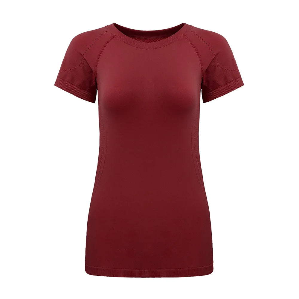 Kvinnor Fitness Sports T-shirt Toppar Kvinnor utomhussport Löst kort ärmstygn Gym Kunga Kvinna snabbt torkande andningsbar