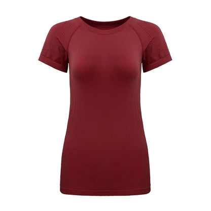 Kvinnor Fitness Sports T-shirt Toppar Kvinnor utomhussport Löst kort ärmstygn Gym Kunga Kvinna snabbt torkande andningsbar