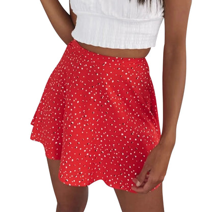 Women’s Floral Printed Fresh High Waist Straight A-line Short Skirt Fashionable Sexy Bohemian Streetwear Slimming Mini Dress