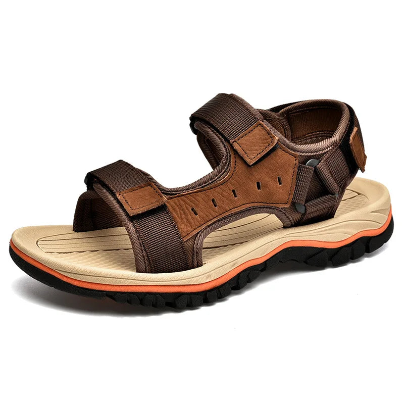 2025 Summer Mens Sandals Beach Leather Sandals for Men Gladiator Sandals Outdoor Sports Male Summer Shoes Plus Size 38-47