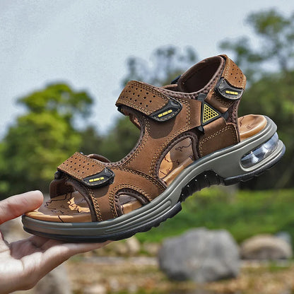 Men de verano Sandalias Genina cuero zapatos casuales zapatos de cuero para hombres para hombres zapatos de playa zapatos para hombres romanos zapatos
