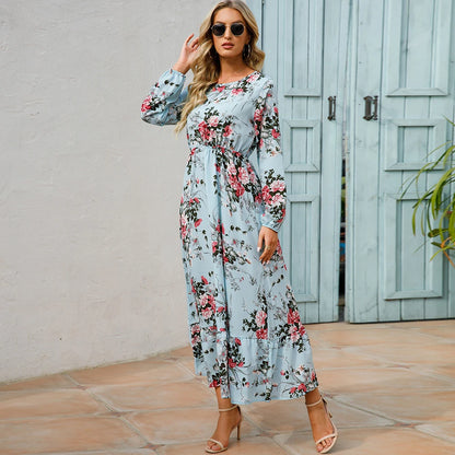 2023 Sping Summer Women Boemian Women maxi Casual cu mânecă lungă cu talie înaltă plajă de plajă rochii de șifon vestdoe florale mujer nou