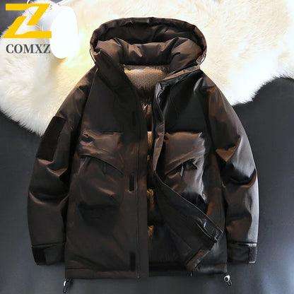 2025 High Quality Men's Winter Jacket Trendy Casual Thickened Graphene Warm Hooded Parka Snow Ski Very Cold Cotton-padded Coat