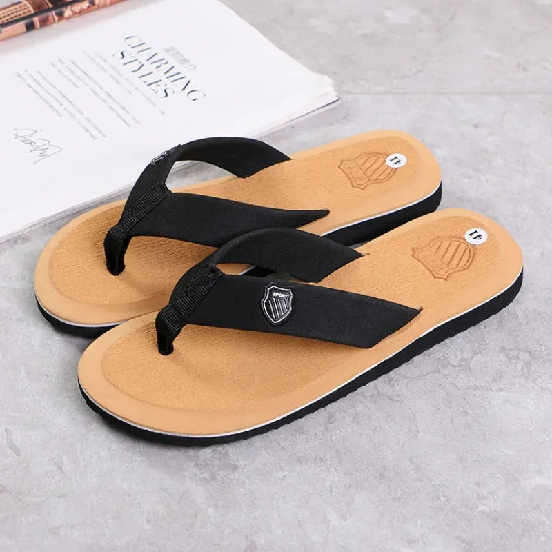 Casual Slippers For Men Flip Flops Beach Sandals Summer Non-Slip Fashion Flat Slides Outdoor Slippers Indoor House Shoes Male