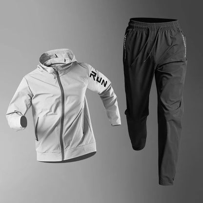 Costum sportiv de primăvară pentru bărbați alergare de fitness de fitness de dimineață alergare în aer liber sport rapid uscare rapidă pentru ciclism, haine pentru jacheta de antrenament pentru ciclism
