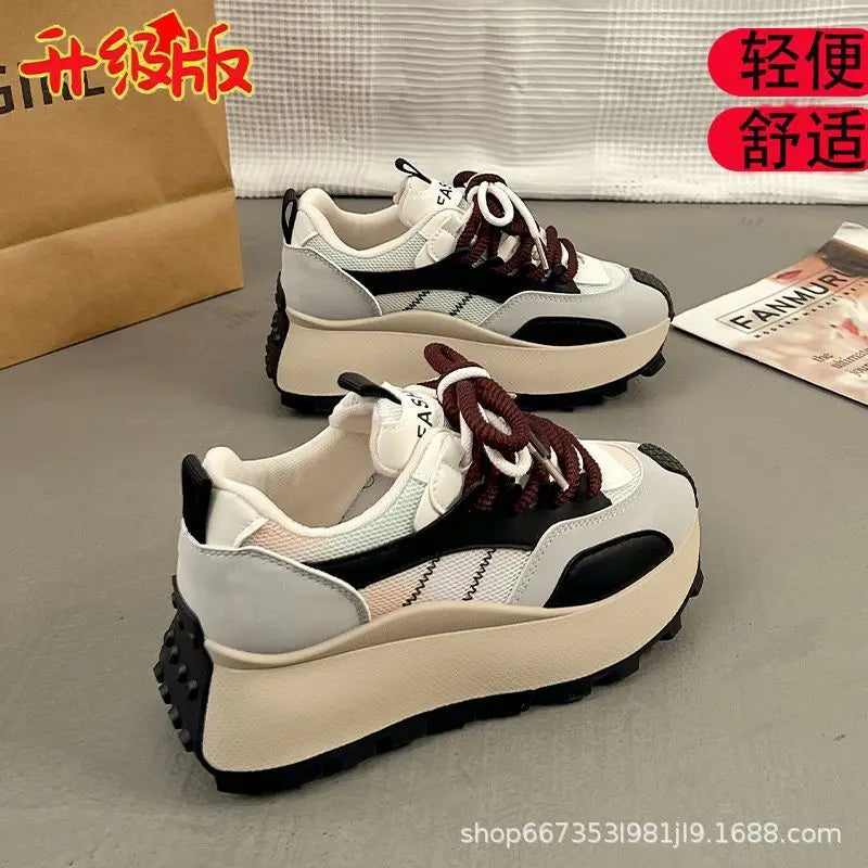 Spring automne Nouveau 2025 Plateformes féminines baskets en maille respirante Chaussures décontractées sans glissement confortables