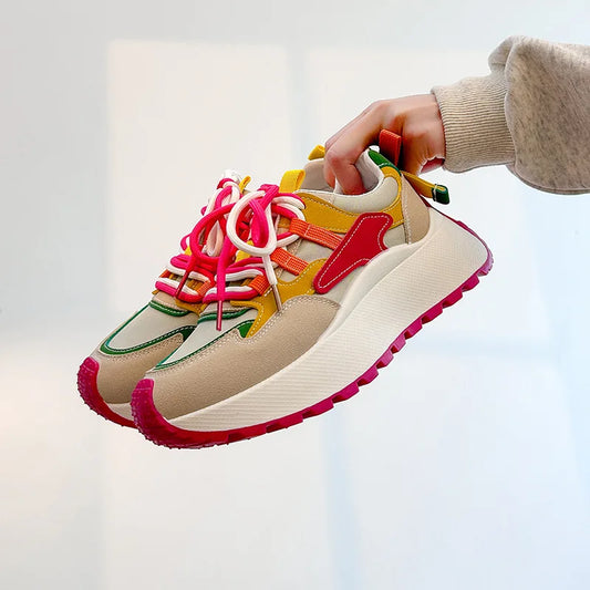 Mujeres zapatillas de zapatilla de lujo de la plataforma de las botas de las mujeres altas zapatillas casuales zapatos de carrera al aire libre para mujeres entrenadoras de damas