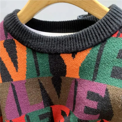 2023 Nuevo otoño e invierno Carta de moda Jacquard Jacquard Sweater Knited Turning Trendy Color Diseño de diseño Sweater