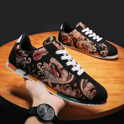 Designer mænds afslappede sko graffiti trykte lærred sko til mænd høj kvalitet åndbare løbesko lette mænd sneakers