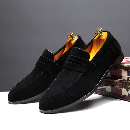 Scarpe casual maschile in pelle scamosciata in pelle autentica da uomo in pelle slip-on leggero comodi moca