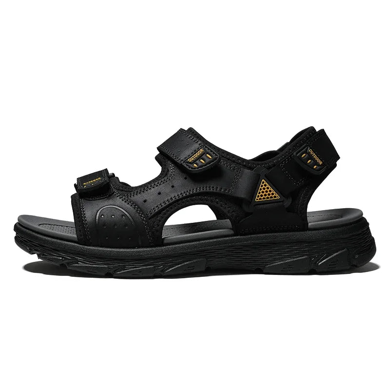 Golden Sapling Summer Shoes Genuine Leather Sandals Outdoor Men's Beach Sandals Leisure Flats Retro Footwear Men Casual Moccasin