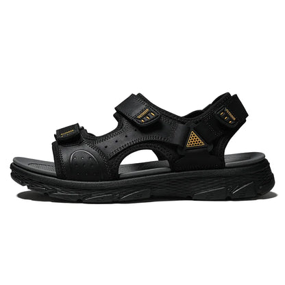 Golden Sapling Summer Shoes Genuine Leather Sandals Outdoor Men's Beach Sandals Leisure Flats Retro Footwear Men Casual Moccasin