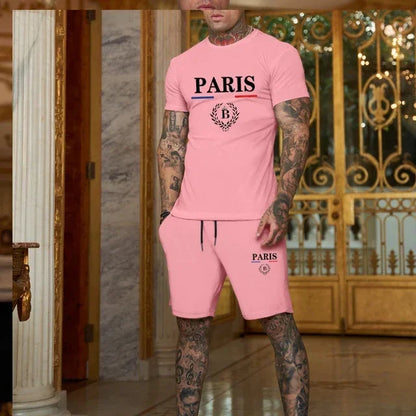 2025. Novi ljetni modni set modne odjeće-majica s kratkim rukavima i podijeljene kratke hlače s 2 komada, stilski jogging casual odjeća