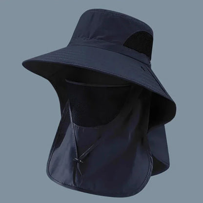 New Wide Brim Sun Cap with Neck Flap for Men Women Adjustable Outdoor 50+UPF Protection Safari Cap Hiking Fishing Breathable Hat