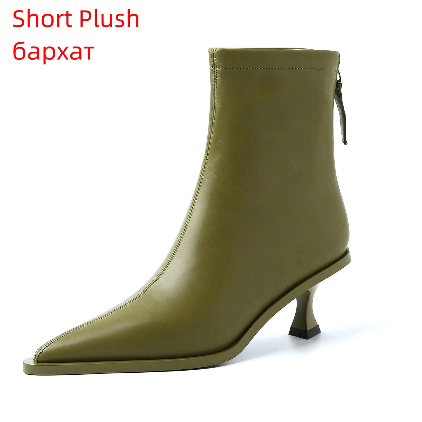 QUTAA 2025 Fashion Women Ankle Boots Sexy Autumn Winter Pointed Toe High Heels Genuine Leather Casual Black Shoes Size 34-43