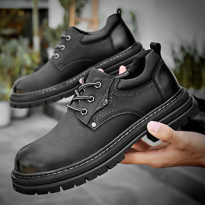 Golden Sapling Men Wide Toe Oxfords sko 2025 Klassikere Svart skinn Mannlige arbeidssko Lace-Up Man Casual Footwear Størrelse 38-46